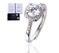 HALUKAKAH Anillo Moissanite D Color 1.0 ct Cuadrado,Diamante Cultivado en Laboratorio de 1 Quilate con Certificado,Plata de Ley Chapado en Platino,Tamaño Ajustable,para Esposa,Novia,Cumpleaños,Boda