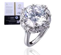 HALUKAKAH Anillo Moissanite D Color 5.0 ct Lujo,Diamante Cultivado en Laboratorio de 5 Quilates con Certificado,Plata de Ley Chapado en Platino,Ajustable,para Esposa,Novia,Cumpleaños,Aniversario,Boda