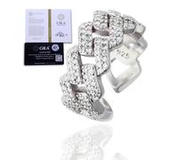 HALUKAKAH Anillo Moissanite Hombre Enlace Cubano, D Color 2.1 ct Total, Plata de Ley Chapado en Platino, 2.1 Quilates Diamante Cultivado en Laboratorio, Ajustable, Regalo Atemporal para Esposo, Novio