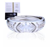 HALUKAKAH Anillo para Hombre Ojo de Horus con Moissanita Plata de Ley 925 Baño en Platino con Certificado,Diamantes Laboratorio Marquesa Engaste en Garras,para Compromisos,Bodas,Talla Ajustable