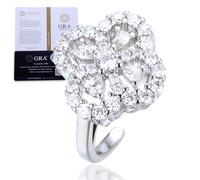 HALUKAKAH Anillo para Mujer con Moissanita Total D2,0 ct Plata de Ley 925 Baño en Platino con Certificado,Diamantes Laboratorio Trébol de Cuatro Hojas Agrupado,para Compromisos,Bodas,Talla Ajustable