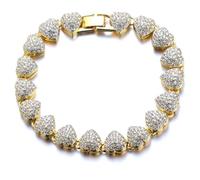 HALUKAKAH Cadena de Diamantes Agrupados 414 para Hombres y Mujeres - Chapado en Oro de 18k - Forma de Corazón en 3D - Diamantes de Laboratorio Engastados a Mano - Pulsera 20cm - con Caja de Regalo