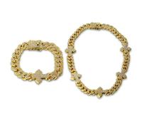 HALUKAKAH Cadena de Oro con Diamantes para Hombre con Cruz,Chapado en Oro 18k Collar & Pulsera Cadena Miami Cuban Link 12MM Full Iced Out,Diamantes de Laboratorio Engaste Garra,Regalo para Él