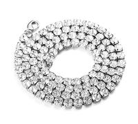 HALUKAKAH Cadena de Oro Hombres Iced Out,3MM Hombres Cadena Tenis Bebé Gargantilla Collar 20In(50cm) in Platino Plateado en Oro Blanco,Cz Completo Diamante Prong Set,Regalo para él