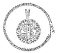 HALUKAKAH Cadena de Oro para Hombre,Chapado en Oro Real de 18k/Oro Blanco Platino Collar Colgante de Dólar Dinero,Cz Completa Diamantes de Laboratorio con Cadena de Cuerda/Tenis con Caja