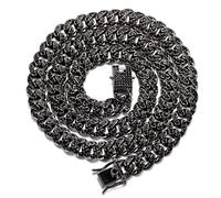 HALUKAKAH Cadenas de Oro Hombre,Chapado en Rodio Negro 14mm Gargantillas Collares,Iced out con Diamantes,Oro,Miami Cadena Cubana,45cm,con Caja de Regalo