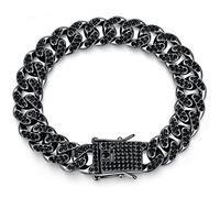 HALUKAKAH Cadenas de Oro Hombre,Chapado en Rodio Negro 14mm Pulseras,Iced out con Diamantes,Oro,Miami Cadena Cubana,20cm,con Caja de Regalo