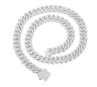 HALUKAKAH Chapado en Platino Diamante Cubano Collar de Eslabones Para Hombre - Más de 1000 Diamantes de Laboratorio - Ancho 12mm Largo 50cm - con Caja de Regalo