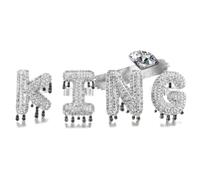 HALUKAKAH Chapado en Platino Juego de Anillos con Letras de KING para Hombre y Mujer - Tamaño Ajustable - Diamantes de Imitación Agrupados Letra Gota de Agua - Idea de Regalo para Seres Queridos