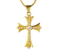 Halukakah Collar de Cruz para Niños y Adolescentes, 1,0ct de Diamantes Cultivados en Laboratorio, Chapado en Oro Amarillo 18K Plata Esterlina 925, Cadena 45cm, Joyería Religiosa de Lujo para 5-16 Años