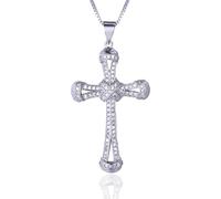 Halukakah Collar de Cruz para Niños y Adolescentes, 1,0ct Diamantes Cultivados en Laboratorio, Chapado en Oro Blanco Platino, Plata Esterlina 925, Cadena 40cm, Joyería Religiosa de Lujo para 5-16 Años