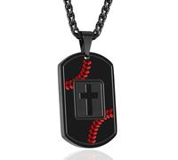 HALUKAKAH Collar de Placa Militar con Cruz de Béisbol para Hombres con Colgante de Versículo Bíblico en Acero Titanio - Joya Religiosa para Comunión,Confirmación,Bautismo - Incluye Cadena 60cm