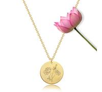 HALUKAKAH Collar Flor de Nacimiento: Colgante Floral Chapado en Oro Real de 18k con Noviembre - Disco de Crisantemo - Collar Delicado Hecho a Mano, Regalo de Joyería Personalizado para Cumpleaños