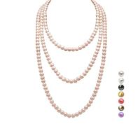 Halukakah Collar Largo de Perlas de Años 1920 para Mujeres - Exquisitas Perlas Cultivadas Naturales - Lujoso Hilo de 8mm con Elegancia Atemporal - Oro Champán Longitud 150cm -para Ocasiones Especiales