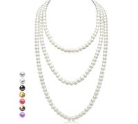 Halukakah Collar Largo de Perlas de Años 1920 para Mujeres -Exquisitas Perlas Cultivadas Naturales -Lujoso Hilo de 8mm con Elegancia Atemporal -Blanco Cremoso Longitud 180cm -para Ocasiones Especiales