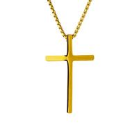 HALUKAKAH Collar Premium para Adolescentes | Acero de Titanio Médico Hipoalergénico Chapado en Oro 24K | Colgante Cruz Religiosa con Cadena Box 60cm | Primera Comunión | Caja Regalo Incluida