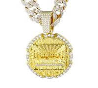 HALUKAKAH Collar Última Cena con Diamantes para Hombre,Chapado en Oro Real 18k,Colgante con Diamantes de Laboratorio Engastados y 15MM Cadena Cubana 50cm,Regalo Religioso para Esposo,Hijo,Novio
