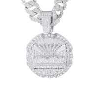 HALUKAKAH Collar Última Cena Diamante para Niños,Bañado en Platino,Colgante de Garras con Diamante Cultivado y 15MM Cuban Link Chain 45cm,Regalo Religioso para Hijo,Sobrino,Amigo,Hermano