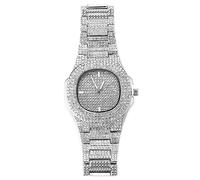 HALUKAKAH Diamante Reloj de Oro Iced out,Hombre Platino Chapado en Oro Blanco Cuarzo Pulsera 24cm Esfera Oval,Viene con Caja de Regalo