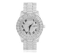 HALUKAKAH Diamante Reloj de Oro Iced out, Hombres Números Romanos Chapada en Oro Blanco Platino Cuarzo Longitud de 24cm, con Caja de Regalo