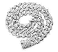 HALUKAKAH Gold Chain for Men Iced out,20MM Men's Cuban Link Chain Miami Platinum White Gold Finish Choker Necklace 45cm,Full Cz Diamond Cut Prong Set,Gift for Him