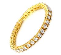 HALUKAKAH Gold Chain for Men Iced out,5.5MM Men's Tennis Chain 18k Real Gold Plated Bracelet 20cm,Lab Diamond Prong Set,Gift for Him