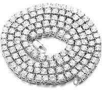 HALUKAKAH Gold Chain for Men Iced out,5.5MM Men's Tennis Chain Platinum White Gold Finish Choker Necklace 90cm,Lab Diamond Prong Set,Gift for Him