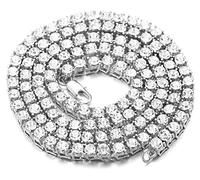 HALUKAKAH Gold Chain for Men Iced out,5.5MM Men's Tennis Chain Platinum White Gold Finish Choker Necklace 55cm,Lab Diamond Prong Set,Gift for Him