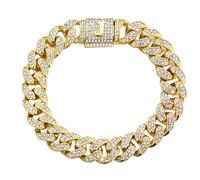 Halukakah Más 400 Diamantes Chapado en oro de 18K Pulsera de Cadena de Eslabón Cubano para Hombre y Mujer,Cierre de Letra de Burbuja 3D Inicial J -con Caja de Regalo-Idea de Regalo para Seres Queridos