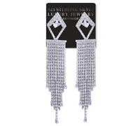 Halukakah Pendientes Celosías Luminosas Largos de Plata de Ley 925 para Mujeres,Candelabro con Borlas de Diamantes,Diamantes de Laboratorio,Seguros para Orejas Sensibles,Joyería Nupcial