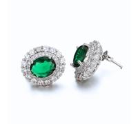 Halukakah Pendientes de Esmeralda Tanzanita para Mujer D6,0 ct en Plata 925 Chapado en Platino,Halo Ovalado con Engaste de Garra,Piedra Central 6 Quilates + Moisanitas Laterales,para Bodas,Compromisos