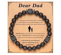 HALUKAKAH Pulsera para Hombre de Shungita con Cuentas de Roca Volcánica - Cumpleaños,Graduación,Jubilación o Navidad,Regalo Cristiano de Piedra Natural para Padres,Maridos - con Tarjeta Querido Papá