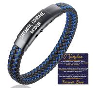 HALUKAKAH Regalo para Niños Cumpleaños Navidad: JAZZ Pulsera de Cuero de Titanio 18-20cm. Strength, Courage, Wisdom Grabado, con Una Hermosa Tarjeta con Mensaje y Caja de Regalo, para Hijo Nieto