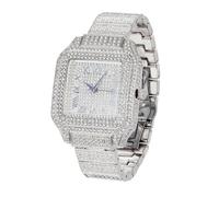 HALUKAKAH Reloj de Moissanita para Niños - Chapado en Platino,Esfera Cuadrado con Números Romanos,Cuarzo Japonés - Largo 20,5cm - Viene con Caja de Regalo - para Cumpleaños,Fiestas