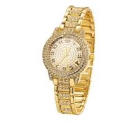 HALUKAKAH Reloj de Oro con Diamantes para Niños,Adolescentes - Chapado en Oro 18K,Esfera Redondo con Números Árabes,Cuarzo Japonés - Longitud 19.5cm - para Cumpleaños,Fiestas