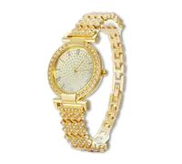 HALUKAKAH Reloj de Oro con Diamantes para Niños, Adolescentes, Chicos - Chapado en Oro 18K, Esfera Redondo 31mm, Cuarzo Japonés - Longitud 20.5cm, con Herramienta de Ajuste - para Cumpleaños, Fiestas