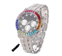 HALUKAKAH Reloj de Oro con Diamantes para Niños, Adolescentes, Chicos - Chapado en Platino, Esfera Negro 40mm, Cuarzo Japonés - Longitud 18.5cm, con Herramienta de Ajuste - para Cumpleaños, Fiestas