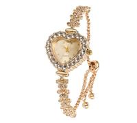 HALUKAKAH Reloj Infantil con Diamantes Brillantes - Chapado en Oro 18k - Esfera en Forma de Corazón - Cuarzo, Pulsera de Acero INOX Ajustable - para Niñas y Niños