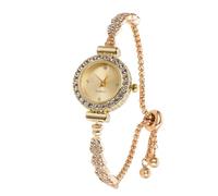 HALUKAKAH Reloj Infantil con Diamantes Brillantes - Chapado en Oro 18k - Esfera en Forma de Redondo - Cuarzo, Pulsera de Acero INOX Ajustable - para Niñas y Niños