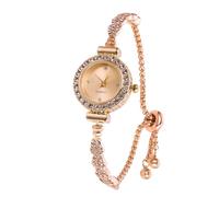 HALUKAKAH Reloj Infantil con Diamantes Brillantes - Chapado en Oro Rosa - Esfera en Forma de Redondo - Cuarzo, Pulsera de Acero INOX Ajustable - para Niñas y Niños