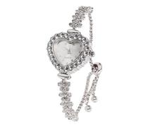 HALUKAKAH Reloj Infantil con Diamantes Brillantes - Chapado en Platino - Esfera en Forma de Corazón - Cuarzo, Pulsera de Acero INOX Ajustable - para Niñas y Niños