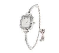 HALUKAKAH Reloj Infantil con Diamantes Brillantes - Chapado en Platino - Esfera Rectangular Plateado - Cuarzo, Pulsera de Acero INOX Ajustable - para Niños y Niñas