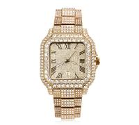 HALUKAKAH Reloj para Hombre - Diamante Moissanita Iced out - Lujo Chapado en Oro 18k,Cuarzo Japonés,Esfera Rectangular 55MM con Calendario,Correa 21cm - Incluye Caja de Regalo