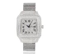 Halukakah Reloj para Hombre - Diamante Moissanita Iced Out - Lujo Chapado en Oro Blanco Platino, Esfera Cuadrado 40MM con Números Romanos, Fabricación Robusta, Correa 20,5cm - Viene con Caja de Regalo