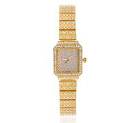 HALUKAKAH Reloj Pulsera de Diamantes para Mujeres,Bañado en Oro Real 18k,Diamantes Brillantes,Diseño de Esfera Rectangular,Reloj de Cuarzo con Correa de Acero Inoxidable,Regalo para Ella