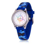 HALUKAKAH Reloj Táctico Educativo para Niños - Azul Marino - Reloj Analógico de Aventura Militar para Niños & Niñas - Resistente al Agua Correa de Silicona - Números Árabes Fáciles de Leer
