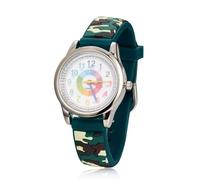 HALUKAKAH Reloj Táctico Educativo para Niños - Verde Militar - Reloj Analógico de Aventura Militar para Niños & Niñas - Resistente al Agua Correa de Silicona - Números Árabes Fáciles de Leer