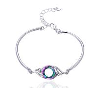 HALUKAKAH RENACIMIENTO DEL FÉNIX Pulsera de Mujer Chapada en Platino con Cristales Naturales Austríacos Verde Esmeralda - Símbolo de Suerte y Renovación.Regalo para Cumpleaños,Ajustable 18+5cm