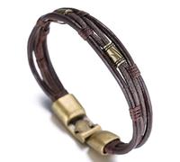 HALUKAKAH ● RETRÒ ● Pulsera Hombre Cuero Genuina Estilo Vintage 8.5"/22cm con Caja de Regalo