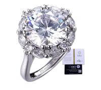 HALUKAKAH Victoria: Anillo Mujer Moissanita Corte Redondo D5,0ct, Joya con Diamantes de Laboratorio, Plata Esterlina 34,8% Chapada en Platino Metal Hipoalergénica, Tamaño Ajustable, Regalo de Lujo